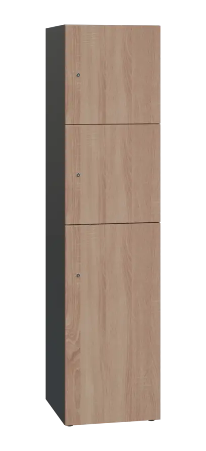 DOMINIT 432 úložná skříň 3-boxová, 1817x450x400 mm, korpus antracit, dvířka dub bardolino